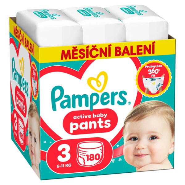Pampers Active Baby Pants 3 Plenkové kalhotky (6-11 kg) 180 ks Pampers Active Baby Pants 3 Plenkové kalhotky (6-11 kg) 180 ks