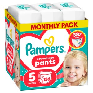 Pampers Active Baby Pants 5 Plenkové kalhotky (11-17 kg) 136 ks Pampers Active Baby Pants 5 Plenkové kalhotky (11-17 kg) 136 ks