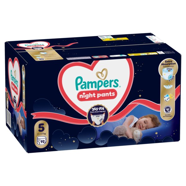 Pampers Night Pants 360°Fit 5 Plenkové kalhotky (11-17 kg) 92 ks Pampers Night Pants 360°Fit 5 Plenkové kalhotky (11-17 kg) 92 ks
