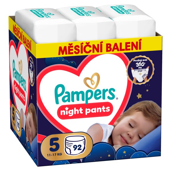Pampers Night Pants 360°Fit 5 Plenkové kalhotky (11-17 kg) 92 ks Pampers Night Pants 360°Fit 5 Plenkové kalhotky (11-17 kg) 92 ks