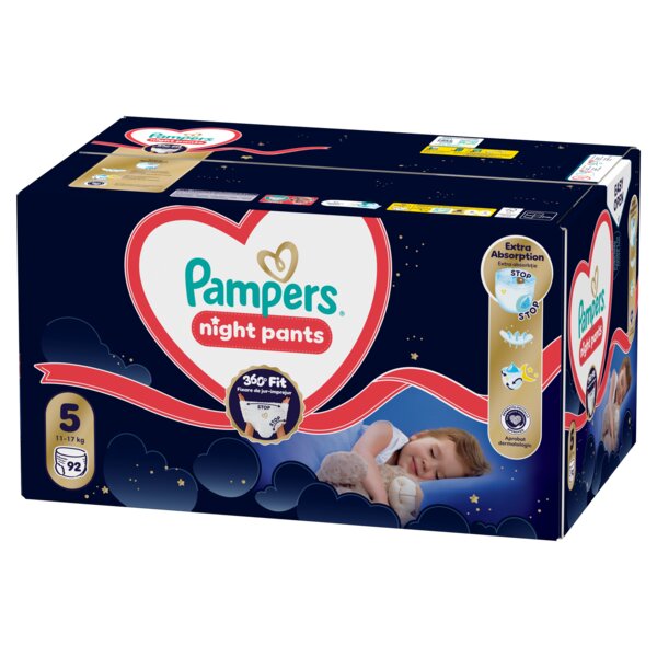 Pampers Night Pants 360°Fit 5 Plenkové kalhotky (11-17 kg) 92 ks Pampers Night Pants 360°Fit 5 Plenkové kalhotky (11-17 kg) 92 ks