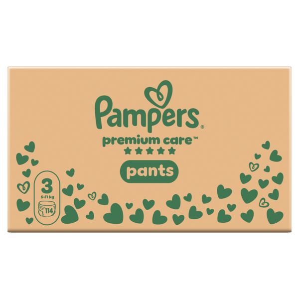 Pampers Premium Care Pants 3 Plenkové kalhotky (6-11 kg) 114 ks Pampers Premium Care Pants 3 Plenkové kalhotky (6-11 kg) 114 ks