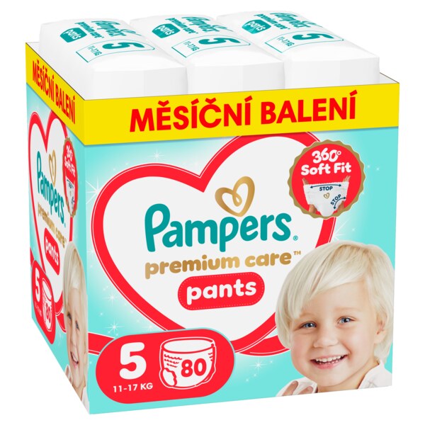 Pampers Premium Care Pants 5 Plenkové kalhotky (11-17 kg) 80 ks Pampers Premium Care Pants 5 Plenkové kalhotky (11-17 kg) 80 ks