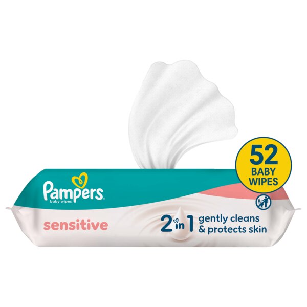 Pampers Sensitive 2v1 Čisticí ubrousky Zero plastic 4x52 ks