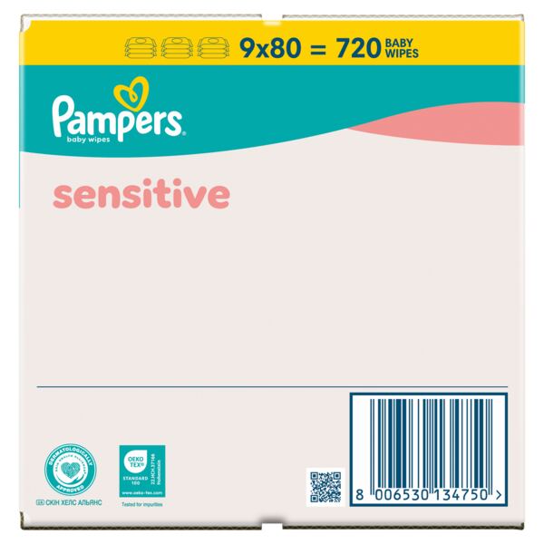 Pampers Sensitive 2v1 Čisticí ubrousky 9x80 ks Pampers Sensitive 2v1 Čisticí ubrousky 9x80 ks