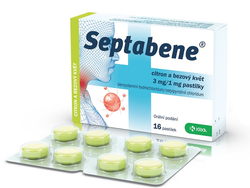 Septabene Citron a bezový květ 16 pastilek