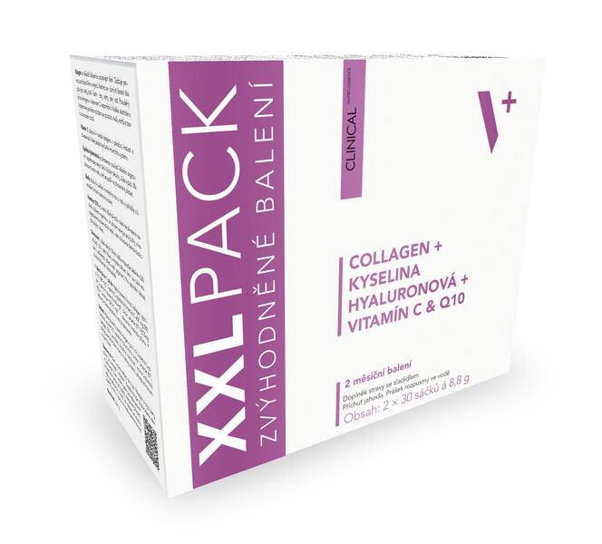 Clinical Collagen + kyselina hyaluronová + vitamin C & Q10 jahoda 60x8,8 g
