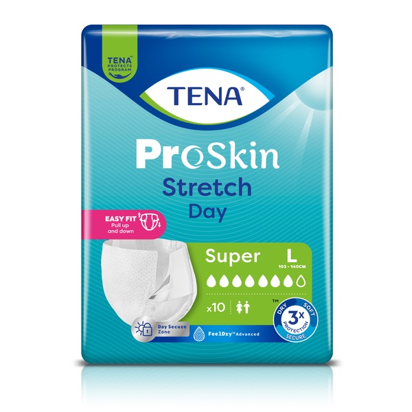 Tena ProSkin Stretch Day Super L Inkontinenční zalepovací kalhotky 10 ks Tena ProSkin Stretch Day Super L Inkontinenční zalepovací kalhotky 10 ks