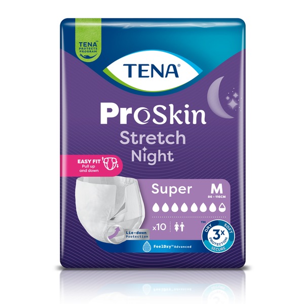 Tena ProSkin Stretch Night Super M Inkontinenční zalepovací kalhotky 10 ks Tena ProSkin Stretch Night Super M Inkontinenční zalepovací kalhotky 10 ks