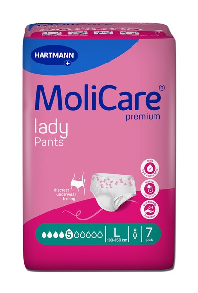 MoliCare Lady Pants 5 kapek L Inkontineční kalhotky 7 ks MoliCare Lady Pants 5 kapek L Inkontineční kalhotky 7 ks