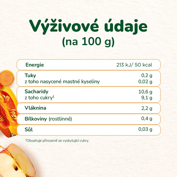Sunar BIO ovocná kapsička jablko, mrkev, hruška a dýně 4m+, 100 g