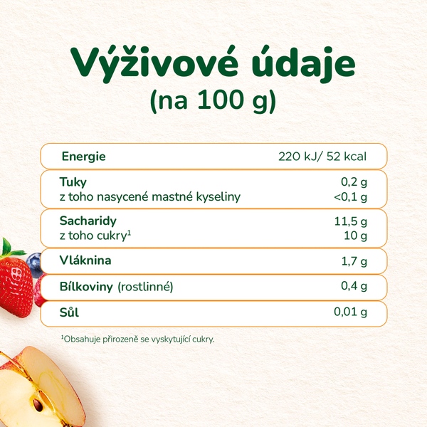 Sunar BIO ovocná kapsička jablko, jahoda, borůvka, malina 4m+, 100 g Sunar BIO ovocná kapsička jablko, jahoda, borůvka, malina 4m+, 100 g