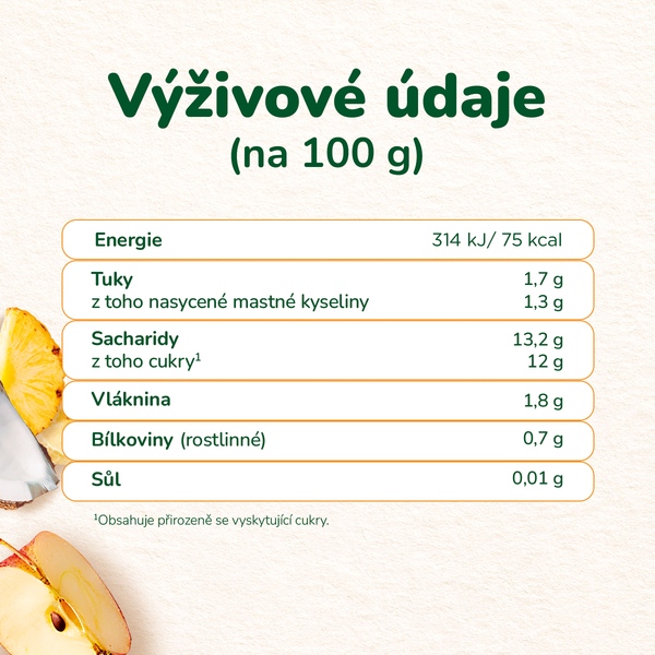 Sunar BIO ovocná kapsička jablko, banán, ananas, kokos 6m+, 100 g Sunar BIO ovocná kapsička jablko, banán, ananas, kokos 6m+, 100 g