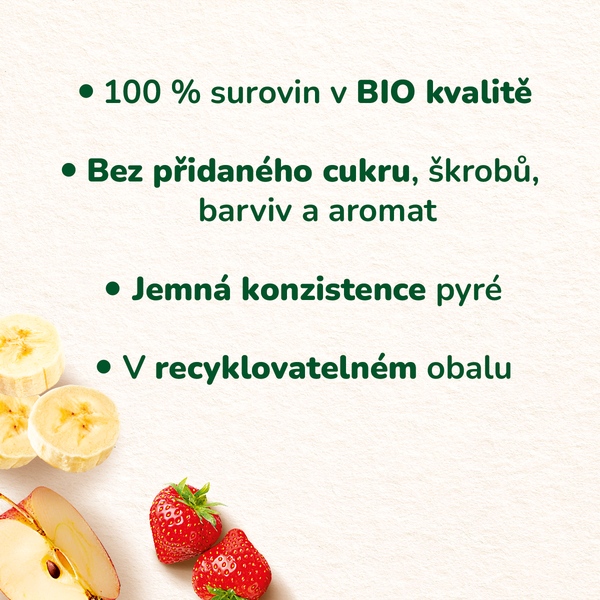 Sunar BIO ovocná kapsička jablko, mango, broskev 6m+,100 g Sunar BIO ovocná kapsička jablko, mango, broskev 6m+,100 g