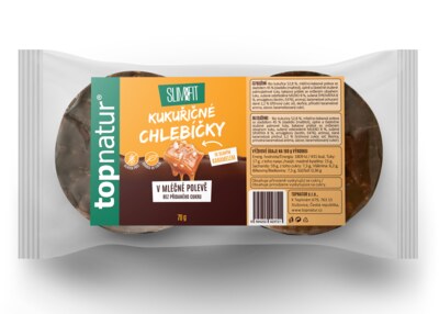 Topnatur Slim & Fit Kukuřičné chlebíčky slaný karamel v mléčné polevě 70 g Topnatur Slim & Fit Kukuřičné chlebíčky slaný karamel v mléčné polevě 70 g