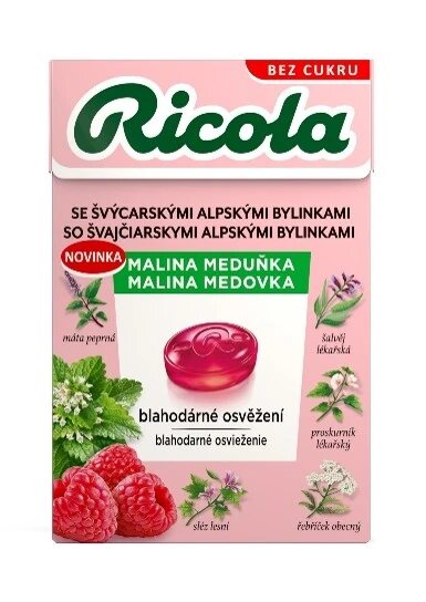 Ricola Malina meduňka bez cukru 40 g