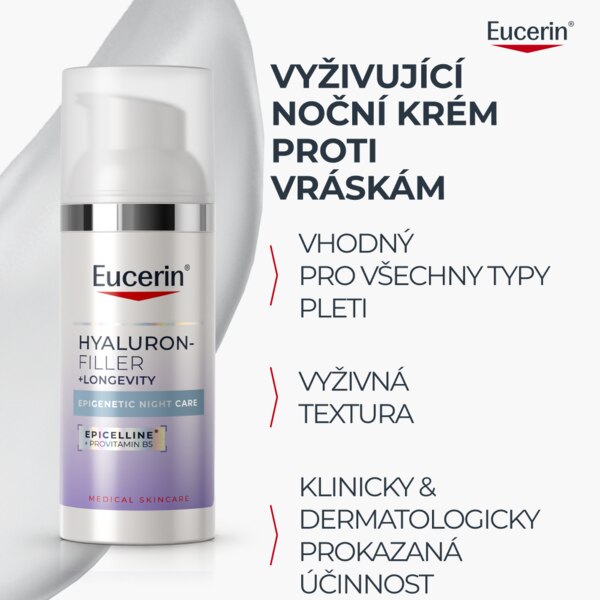 Eucerin Hyaluron-Filler + Longevity Epicelline noční krém 50 ml Eucerin Hyaluron-Filler + Longevity Epicelline noční krém 50 ml