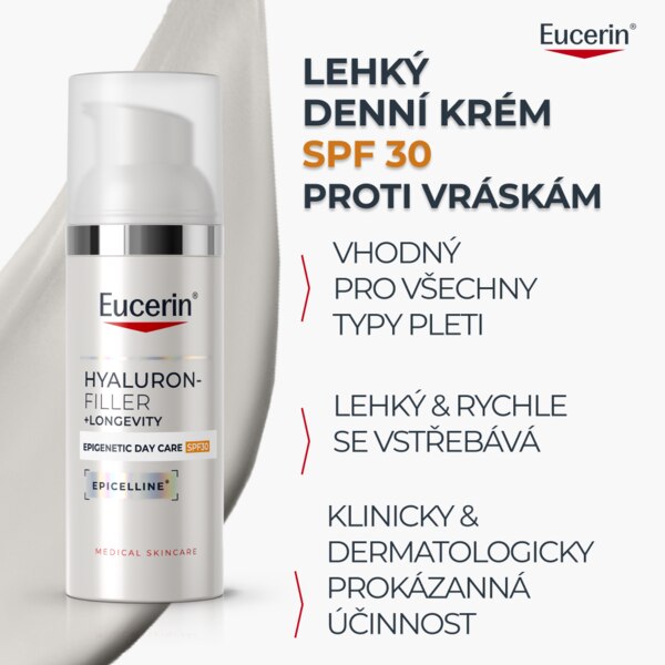 Eucerin Hyaluron-Filler + Longevity Epigenetic denní krém SPF30 50 ml Eucerin Hyaluron-Filler + Longevity Epigenetic denní krém SPF30 50 ml