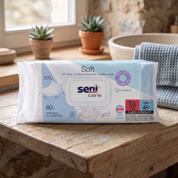 Seni Care vlhčené ubrousky Vitamin E & Allantoin XXL 80 ks