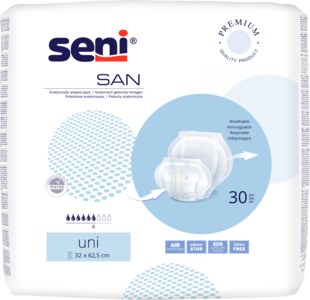 Seni San Uni prodyšné anatomicky tvarované vložné pleny 30 ks Seni San Uni prodyšné anatomicky tvarované vložné pleny 30 ks