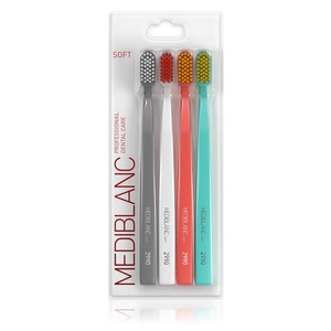 Mediblanc Soft 2990 Zubní kartáček grey+white+salmon+blue 4 ks Mediblanc Soft 2990 Zubní kartáček grey+white+salmon+blue 4 ks