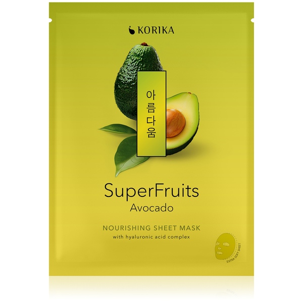 Korika SuperFruits Vyživující plátýnková maska Avokádo 25 g Korika SuperFruits Vyživující plátýnková maska Avokádo 25 g