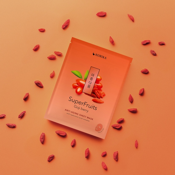 Korika SuperFruits Anti-aging plátýnková maska Goji 25 g Korika SuperFruits Anti-aging plátýnková maska Goji 25 g