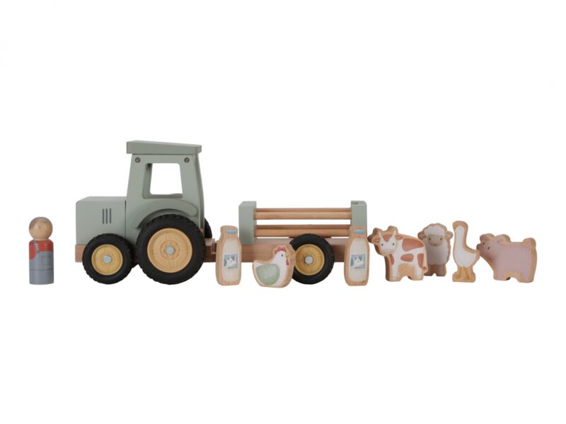 Little Dutch Farma Dřevěný traktor s přívěsem 1 ks Little Dutch Farma Dřevěný traktor s přívěsem 1 ks