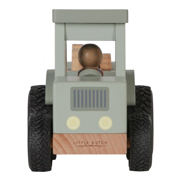 Little Dutch Farma Dřevěný traktor s přívěsem 1 ks Little Dutch Farma Dřevěný traktor s přívěsem 1 ks