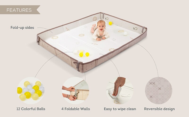 Taf Toys Brown Beige Pěnová hrací podložka s míčky Taf Toys Brown Beige Pěnová hrací podložka s míčky