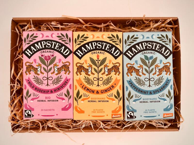 Hampstead Tea BIO dárkový balíček výběr bylinných čajů 3 x 20 ks