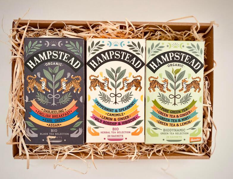 Hampstead Tea BIO dárkový balíček selekcí bylinných, zelených a černých čajů 3 x 20 ks Hampstead Tea BIO dárkový balíček selekcí bylinných, zelených a černých čajů 3 x 20 ks