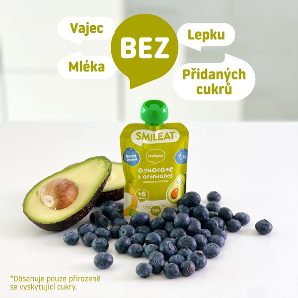 BIO kapsička banán, borůvky, avokádo 6M+ 100g BIO kapsička banán, borůvky, avokádo 6M+ 100g