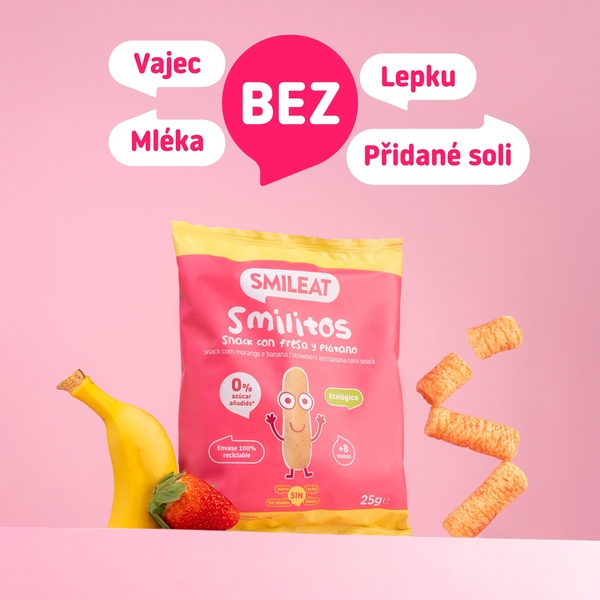 BIO kukuřičné křupky banán & jahoda s extra panenským olivovým olejem 25g
