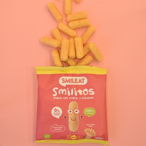 BIO kukuřičné křupky banán & jahoda s extra panenským olivovým olejem 25g