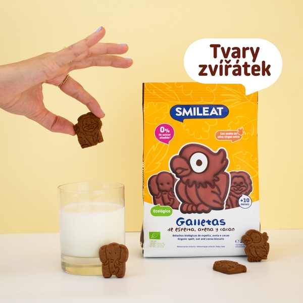 BIO špaldové kakaové sušenky s jablečnou šťávou a extra panenským olivovým olejem 10M+ 220g