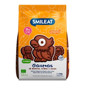 Smileat Špaldové kakaové sušenky s jablečnou šťávou BIO 10m+ 220 g Smileat Špaldové kakaové sušenky s jablečnou šťávou BIO 10m+ 220 g