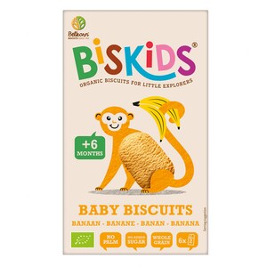 BISkids BIO dětské celozrnné sušenky s banánem bez přidaného cukru 6M+ 120g BISkids BIO dětské celozrnné sušenky s banánem bez přidaného cukru 6M+ 120g