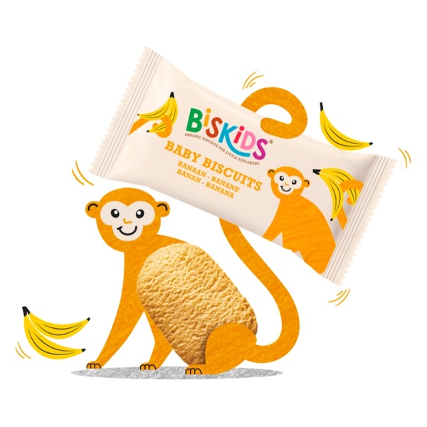 BISkids BIO dětské celozrnné sušenky s banánem bez přidaného cukru 6M+ 120g BISkids BIO dětské celozrnné sušenky s banánem bez přidaného cukru 6M+ 120g