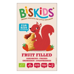 BISkids BIO měkké dětské sušenky s jahodovým pyré bez přidaného cukru 33% ovoce 12M+ 120g BISkids BIO měkké dětské sušenky s jahodovým pyré bez přidaného cukru 33% ovoce 12M+ 120g