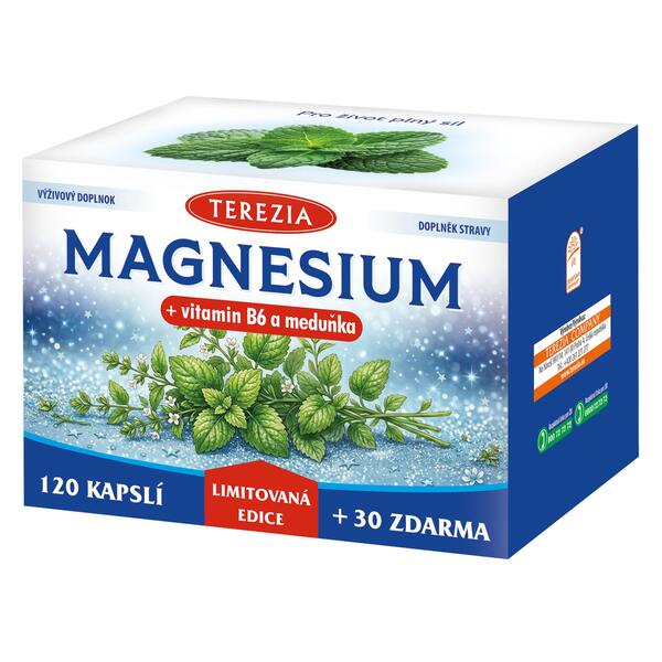 Terezia Magnesium + Vitamin B6 a meduňka 120+30 tobolek Terezia Magnesium + Vitamin B6 a meduňka 120+30 tobolek