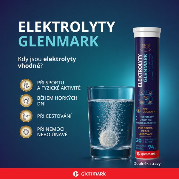 Elektrolyty Glenmark příchuť citrusů 20 šumivých tablet