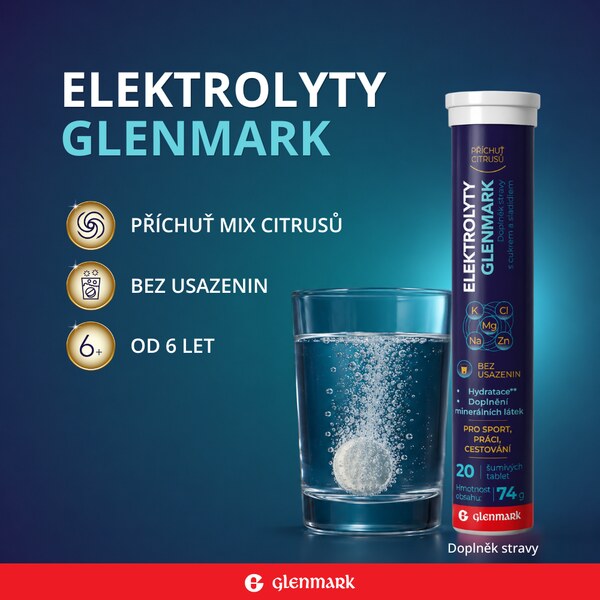 Elektrolyty Glenmark příchuť citrusů 20 šumivých tablet
