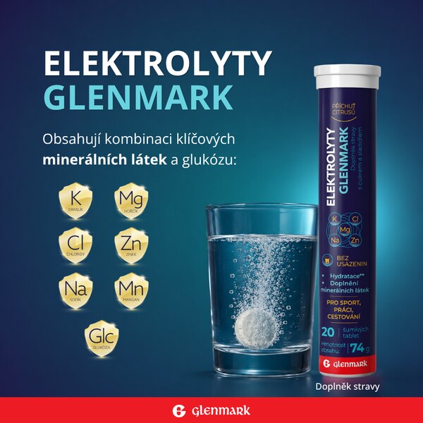 Elektrolyty Glenmark příchuť citrusů 20 šumivých tablet