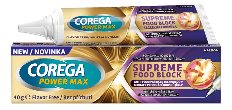 Corega Power Max Supreme Food Block fixační krém 40 g Corega Power Max Supreme Food Block fixační krém 40 g