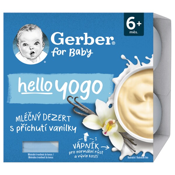 GERBER hello yogo mléčný dezert s příchutí vanilky 4x100 g
