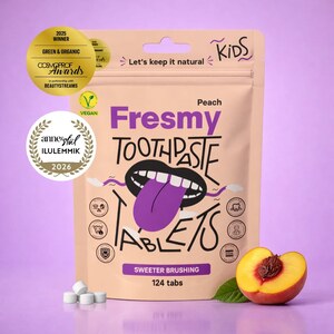 Fresmy Kids Peach zubní pasta v tabletách 124 kusů