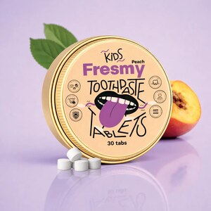 Fresmy Kids Peach zubní pasta v tabletách 30 kusů