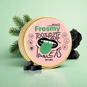 Fresmy Siberian Fir & Active Charcoal zubní pasta v tabletách 30 kusů