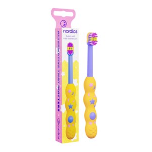 Nordics Premium Baby Soft 4080 zubní kartáček žlutý 0-2 roky 1 ks Nordics Premium Baby Soft 4080 zubní kartáček žlutý 0-2 roky 1 ks